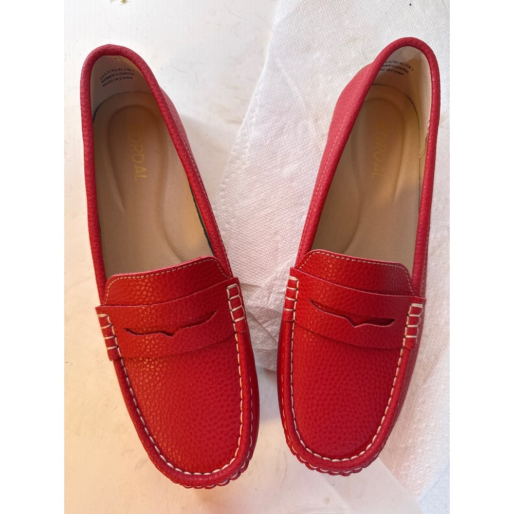 Kordal Red Pebbled Leather Penny Loafers Womens 9.5 Moccasins Slip On. Brand NEW - Picture 11 of 11
